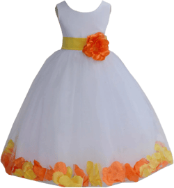 Wedding Pageant Mixed Petals White Flower Girl Dress Toddler Junior Bridesmaid 302t Sunbeam/Orange 12