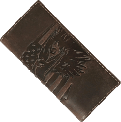 ELIZO Leather Long Wallet for Men Western Wallet Rodeo Mens Wallet Flat Bifold Wallets for Men Biker Billfold Wallet for Men Cowboy Wallet Credit 12 Card Holder