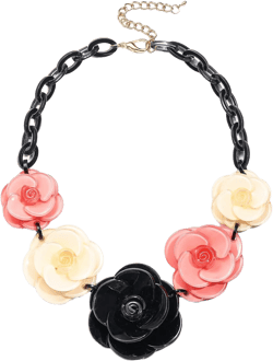 YANCHUN Red Flower Necklace for Women Rose Flower Necklace Bracelet Set Flower Statement Necklace Pink Flower Necklace Jewelry Gifts for Girls