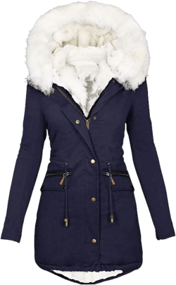 Womens Winter Coats Warm Thickened Sherpa Lined Jacket Hooded Outerwear Plus Size Puffer Parka Down Jackets Overcoat Small #04-navy