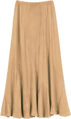 Urban CoCo Women's Faux Suede Elastic Waist Midi Long Skirt A Line Women Flowy Fall Winter Skirts X-Large Khaki