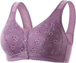 Front Zip Sports Bra Women's Daily Bra, Push Up Bras No Underwire High Support Front Closure Front Snaps Full Coverage Easy Close Sports Bras Purple