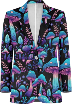 Flashideas Blazer Jacket Men One Button Suit Long Sleeve Blazer Jackets FashionBlazer Business Suit Jacket X-Small Blue Mushroom