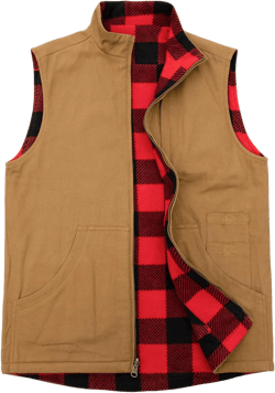 ZENTHACE Men's Reversible Casual Vest Flannel Fleece Lined Outdoor Work Safari Fishing Travel Vest Jacket XX-Large Brown