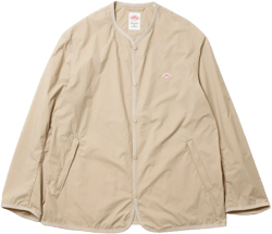 Nylon Tusser Collarless Jacket - Sand Beige