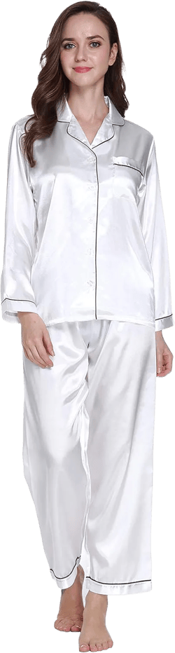 Lavenderi Women's Long Sleeve Premium Satin Pajama Set