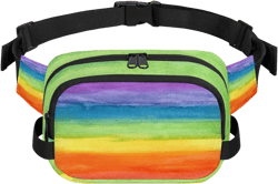 Abstract Art Colorful Striped Rainbow Fanny Pack for Men Women, Waterproof Travel Square Waist Bag Pack, Crossbody Chest Belt Bum Sling Bag Shoulder Bag Purse for Travel Hiking Cycling Running A-12