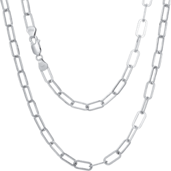 Paper Clip Necklace Solid 925 Sterling Silver 5mm Paperclip Necklace Italian Paperclip Chain Necklace for Women Men Gold Plated Jewelry Gift, 18-26 Inch