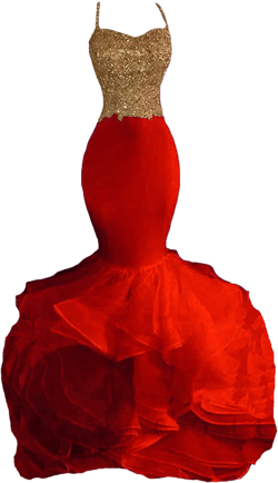 Lemai Mermaid Beaded Lace Appliques Ruffles Long Formal Prom Evening Dresses 16 Plus Gold Red