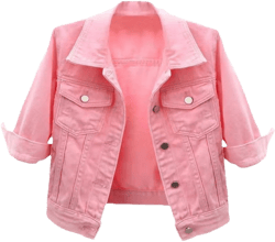 Roquorl Denim Jacket Women's Top Solid Color Cropped Slim Fit Vintage Three-Quarter Sleeve Jacket 3X-Large Pink