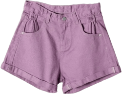 Dbdkejj Women Summer High Waist Denim Shorts with Sashes Wide Leg Shorts Jeans Small Purple