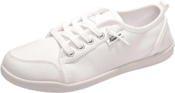 Vanessa Women's Slip On Canvas Sneakers Low Top Casual Shoes Comfort Fashion Sneaker Classic Flats Breathable Walking Shoes 8 White