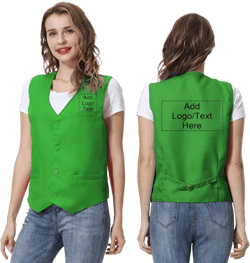 TopTie Custom Uniform Unisex Button Vest for Supermarket Clerk Volunteer XX-Large Green