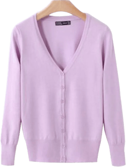 X&F Women's Solid V-Neck Long Sleeve Knitted Sweater Open Front Cardigan Tops 2-4 Purple