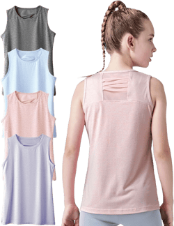 4 Pack Youth Girls Athletic Tank Tops Dry Fit Active Performance Tech Sleeveless Shirts: Clothing, Shoes & Jewelry