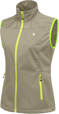 Little Donkey Andy Women's Lightweight Softshell Vest, Windproof Sleeveless Jacket for Running Hiking Travel Medium Khaki