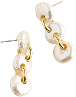 Freshwater Pearl Coin Drop Earrings