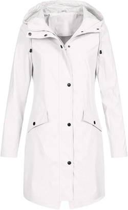 BOXIACEY Rain Coats for Women Packable Waterproof Rain Jacket Lightweight Hooded Raincoat Outdoor Raincoat Windbreaker 3X-Large 03-white