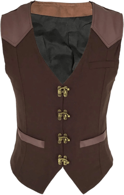 bslingerie Mens Medieval Steampunk Faux Leather Cowboy Waist Coat Vest