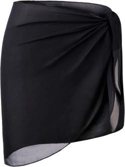 CARDYDONY Women's Swimsuit Cover Up Sarong Bikini Swimwear Beach Cover-Ups Wrap Skirt XX-Large-3X-Large 08-black-short