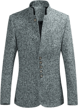 Mens Casual Stand Collar Tweed Blazer Mandarin Collar Suit Blazer Jackets Lightweight Business Sport Coats 3X-Large French Grey