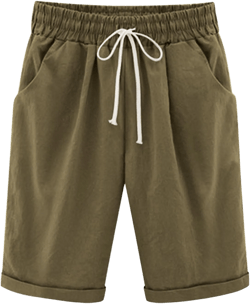 Bermuda Shorts for Women Summer Casual Elastic Waisted Drawstring Rolled Hem Shorts Pure Color Shorts with Pockets : Sports & Outdoors