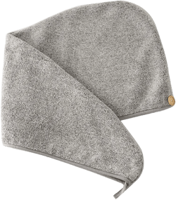 Hair Dry Hat Bamboo Microfiber Hair Towel Wrap Gray Striped Quick Drying Shower Turban Cap with Button Absorbent Anti-Frizz Bath Hat, Length: app. 65cm
