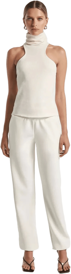 Lanston Ribbed Turtleneck Tank in Off White