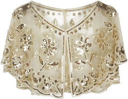 1920s Shawl Wraps Women Flapper Sequin Beaded Evening Cape Bridal Shawl Wrap for Evening Dresses/Party/Wedding/Formal (Apricot)