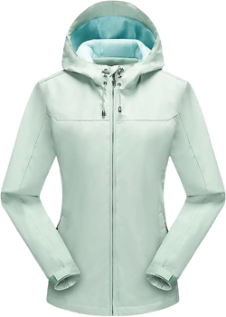 BOXIACEY Rain Jacket Women Waterproof Lightweight Rain Jacket Active Outdoor Hooded Raincoat Packable Windbreaker Jacket 3X-Large 02-mint Green