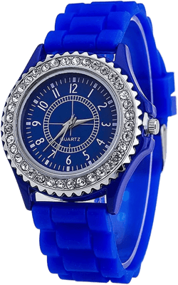 CdyBox Women’s Wholesale Watches Pack Silicone Band Lady Rhinestone Wristwatch Dark blue