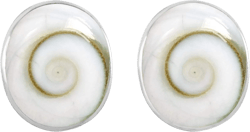 AeraVida Stunning Round Swirled Shiva Shell .925 Sterling Silver Stud Earrings | Casual Sterling Silver Stud Earring for Women