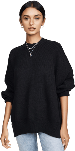 Free People Women's Easy Street Tunic Sweater X-Small Black