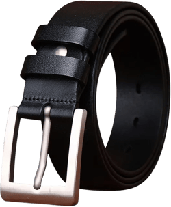Full Grain Leather Belt 100% Real Cow Leather Men's Belt With Titanium Buckle 115cm Black
