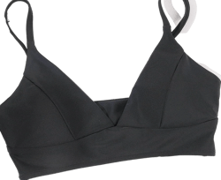 Women's Bikini Top Soild Color Push Up V Neck Bathing Suit Swimsuit Top Small Black