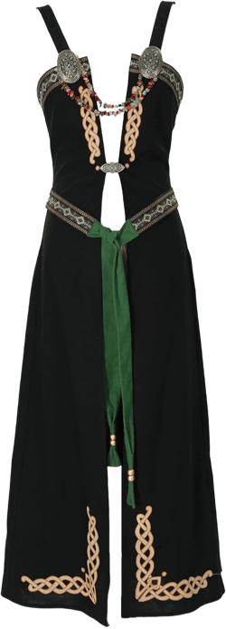miccostumes Women's Retro Dress Medieval Viking Linen Blend Apron With Belt
