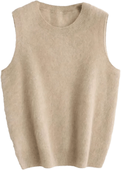 Women's V-Neck Knitted Sweater Pullover Vest Sleeveless Casual Vest Tops One Size Khaki9