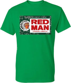 Red Man Chewing Vintage Style T-Shirt Redman Retro Classic Men's Tee Shirt 3X-Large Irish Green