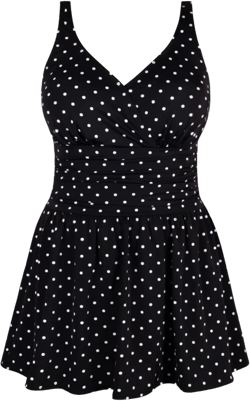 JINXUEER Women’s Plus Size Swim Dress Floral Print Ruched Modest Slimming One Piece Skirt Swimsuit Blackpoint 12