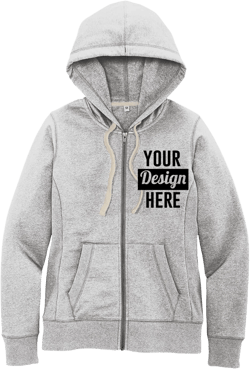 INK STITCH Women DT8103 Custom Logo Texts Embroidery Re-Fleece Full Zip Hoodies - Multicolors 3X-Large Light Grey Heather