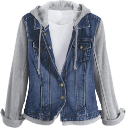 SAGEFINDS Fleece and Denim Jacket for Women | Long Sleeve | Hood with Drawstring Medium