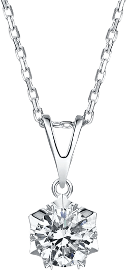 1.0ct Moissanite White Gold Plated Silver Pendant Solitaire V-shape + 925 Silver Necklace