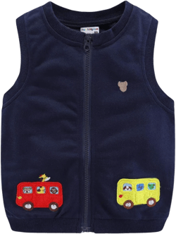 Mud Kingdom Little Boys Girls Vests Outerwear Cute Cartoon Embroidery 6 Navy Blue