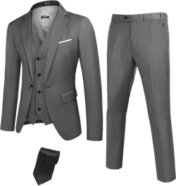 COOFANDY Mens 3 Piece Suits One Button Blazer Jacket Slim Fit Vest Suit Pant with Tie