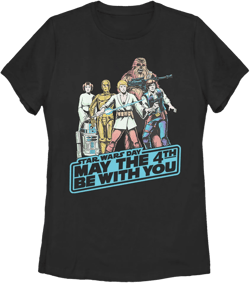 Women's Star Wars May the Fourth Classic Poster  Graphic Tee Black 2X Large