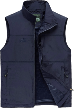 Flygo Men's Casual Lightweight Outdoor Work Safari Fishing Travel Photo Vest Multi Pockets X-Large 02 Style Navy Blue