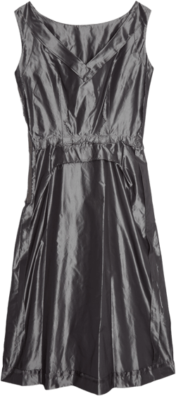 Silk Midi Dress, Dark Grey