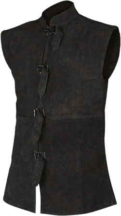 ZHUER Mens Cowboy Suede Leather Vest - Retro Faux Suede Waistcoat for Men - Slim Fit Sleeveless Casual Vest Jacket Large Ba- Black