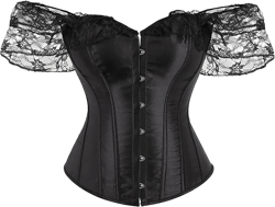 Push Up Corset Top for Women Victorian Bustier Tops Steampunk Belt Pirate Renaissance Vest Overbust Corsets Medium F1# Lace Off Shoulder Corset Tops Black