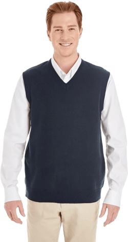 HA MEN V-NECK SWEATER VEST Large Dark Navy